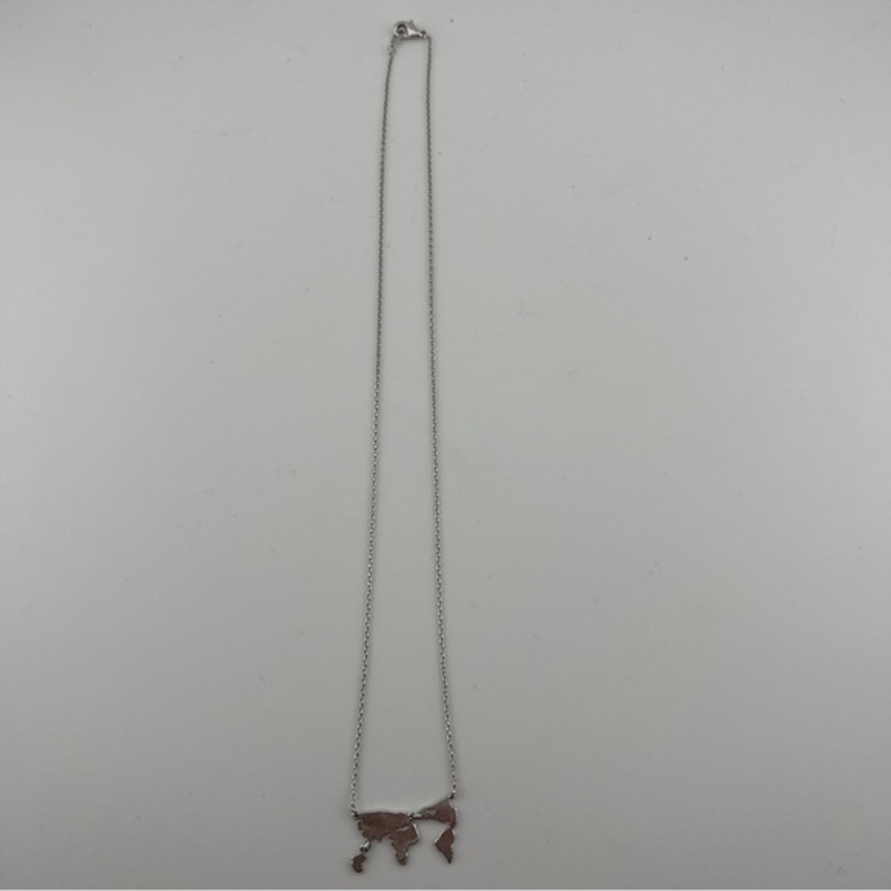 Silver Tone World Map Atlas Continent Charm Necklace